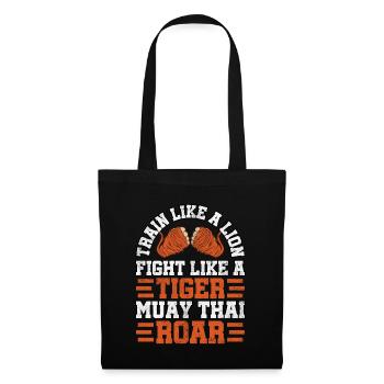 Entraînez-vous comme un lion, combattez comme un tigre muay thaï - Sac en tissu - noir - Devant