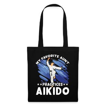Meine Lieblingstante trainiert Aikido - Stoffbeutel - Schwarz - Vorne