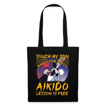 Touch my Son und Ihre erste Aikido-Stunde ist kostenlos - Stoffbeutel - Schwarz - Vorne