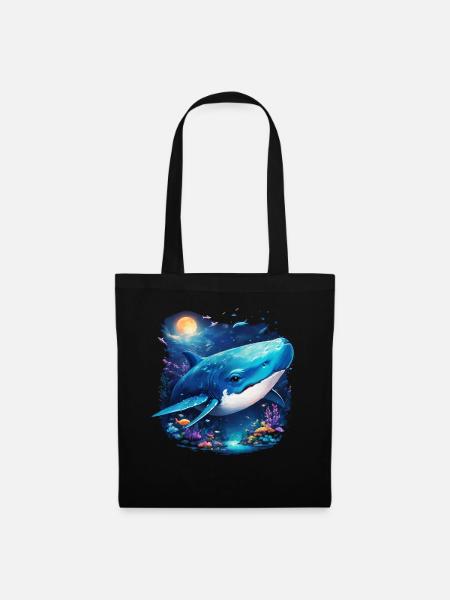 Baleine bleue - Sac en tissu - noir