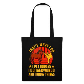 C’est ce que je fais, je caresse les chevaux, je fais du taekwondo et je - Sac en tissu - noir - Devant