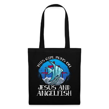 This Girl runs on Jesus and Angelfish - Tote Bag - black - Front