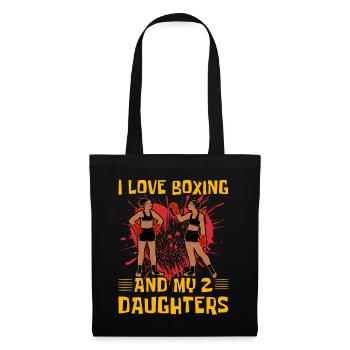 Ich liebe Boxen und meine 2 Töchter - Stoffbeutel - Schwarz - Vorne