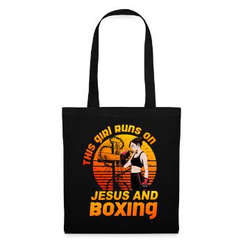 This Girl läuft auf Jesus und Boxen - Stoffbeutel - Schwarz - Vorne