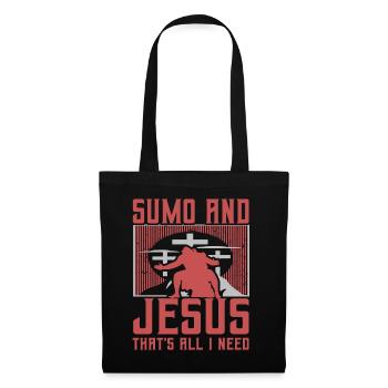 Sumo und Jesus, das ist alles, was ich brauche - Stoffbeutel - Schwarz - Vorne