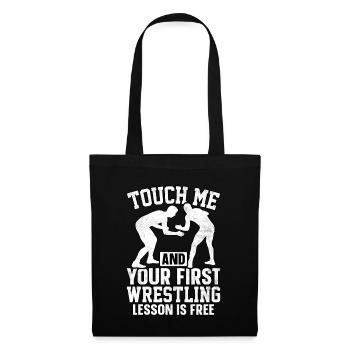 Touchez les hommes et votre première leçon de lutte est gratuite - Sac en tissu - noir - Devant