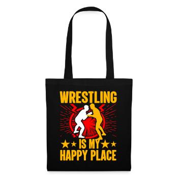 Wrestling ist mein glücklicher Ort - Stoffbeutel - Schwarz - Vorne