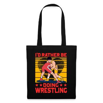 Ich würde lieber Wrestling machen - Stoffbeutel - Schwarz - Vorne