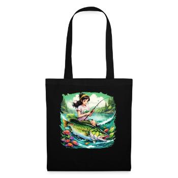 Bass Fish Girl - Tote Bag - black - Front
