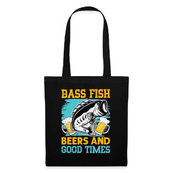 Barsch, Fisch, Bier und gute Zeiten - Stoffbeutel - Schwarz - Vorne