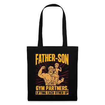 Vater Sohn Fitnessstudio Partner heben sich gegenseitig auf - Stoffbeutel - Schwarz - Vorne