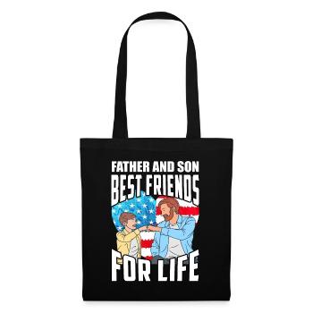 Vater und Sohn beste Freunde fürs Leben - Stoffbeutel - Schwarz - Vorne