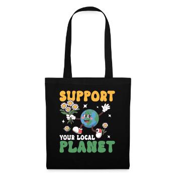 Soutenez votre planète locale - Sac en tissu - noir - Devant