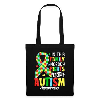 In this family nobody fights alone autism - Tote Bag - black - Front