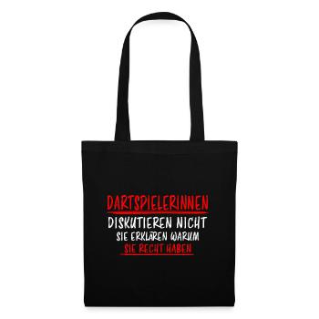 Dartspielerin Witz Spruch Darts Dartpfeil Geschenk - Stoffbeutel - Schwarz - Vorne