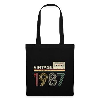 Cassette vintage 1987 - Sac en tissu - noir - Devant