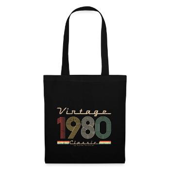 Vintage classique 1980 pseudo rétro année de naissance - Sac en tissu - noir - Devant