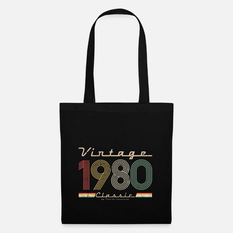 Vintage classique 1980 pseudo rétro année de naissance - Sac en tissu - noir