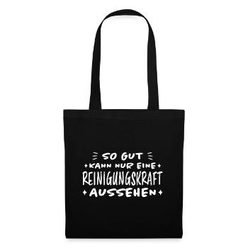 Reinigungskraft Spruch Haushalt Putzfrau Geschenk - Stoffbeutel - Schwarz - Vorne