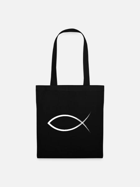 Ichthys Christian fish Christianity fish symbol - Tote Bag - black