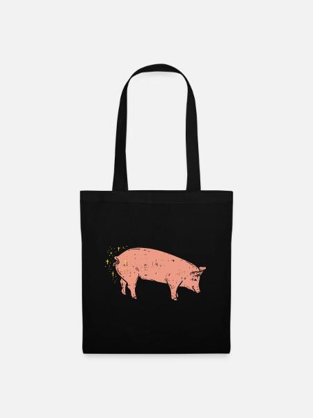 Schwein - Stoffbeutel - Schwarz
