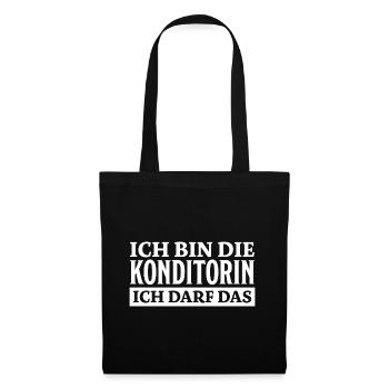 Konditorin Spruch Backen Witz Konditorin Geschenk - Stoffbeutel - Schwarz - Vorne
