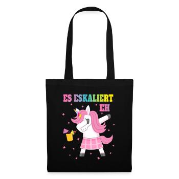 Dabbing Unicorn Es eskaliert eh - Stoffbeutel - Schwarz - Vorne