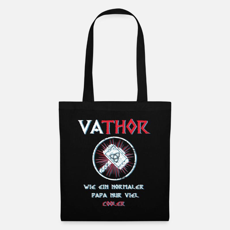 Fathor Vathor Vater Thor Hammer Vatertag Geschenk - Stoffbeutel - Schwarz