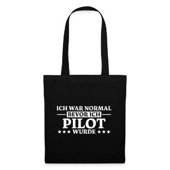 Pilot Spruch Flugsport Lustiges Piloten Geschenk - Stoffbeutel - Schwarz - Vorne
