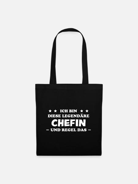 Chefin Mama Lustiger Spruch Familie Beruf Geschenk - Stoffbeutel - Schwarz