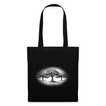 Baum Wald schwarzweiss schwarz weiss - Stoffbeutel - Schwarz - Vorne