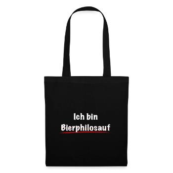 Bierphilosauf, lustig, Bier trinken, Philosoph - Stoffbeutel - Schwarz - Vorne