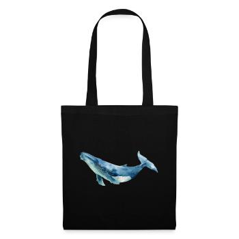 Aquarell wal, blau Whale - Stoffbeutel - Schwarz - Vorne