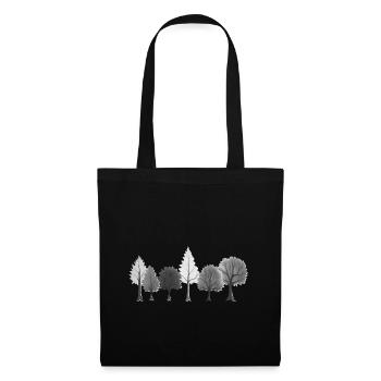 Arbres de la forêt noir et blanc - Sac en tissu - noir - Devant