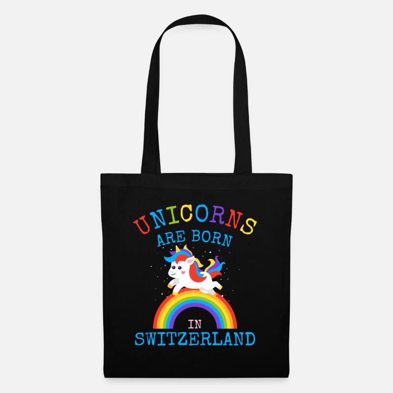 Einhörner werden in der Schweiz geboren.Funny Unicorn Kid - Stoffbeutel - Schwarz