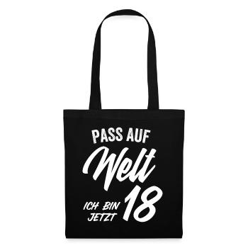 Endlich 18 Volljährig T-shirt Geschenk - Stoffbeutel - Schwarz - Vorne