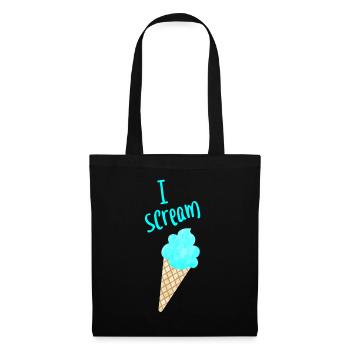 I scream Icecream Eis Fan Eiscreme coole Sprüche - Stoffbeutel - Schwarz - Vorne