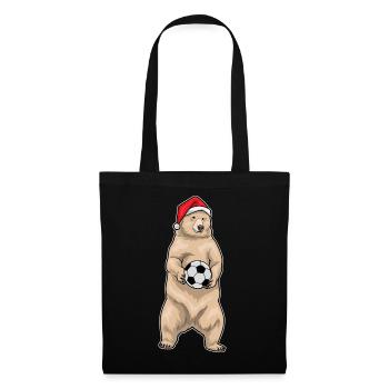 Bär Weihnachten Fußball - Stoffbeutel - Schwarz - Vorne