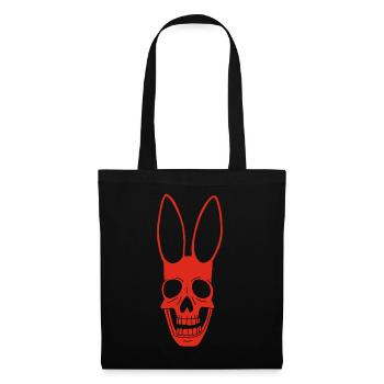 Crâne de lapin rouge - Sac en tissu - noir - Devant
