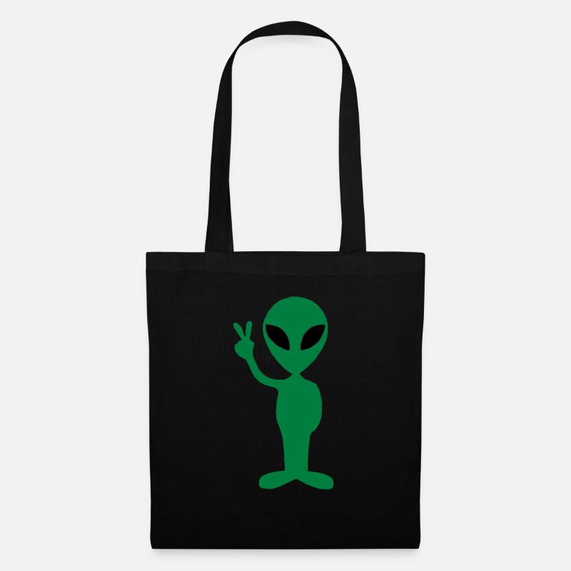 Grüner Alien - Stoffbeutel - Schwarz