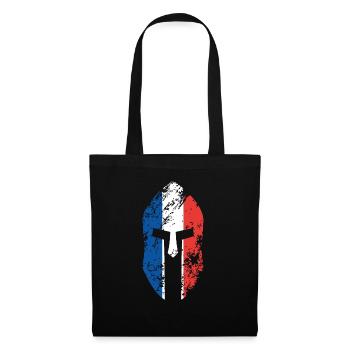 Casque de guerrier spartiate drapeau de la France - Sac en tissu - noir - Devant