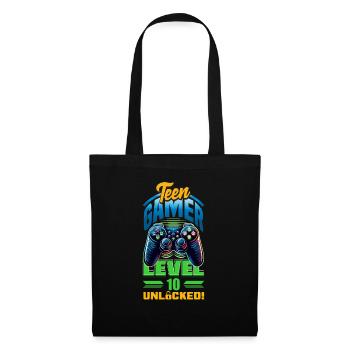 Funny Gamer 10th Birthday Boy Teen Gamer Level 10 - Tote Bag - black - Front