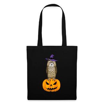 Uhu Eule Halloween - Stoffbeutel - Schwarz - Vorne