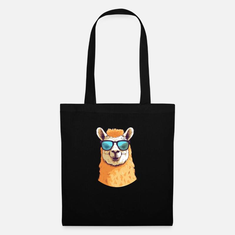 Alpaka mit Sonnenbrille - Stoffbeutel - Schwarz