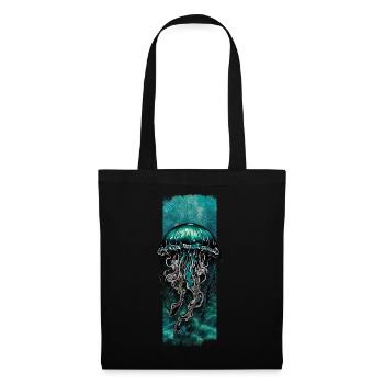 Dérive azur : conception de méduse cyan - Sac en tissu - noir - Devant