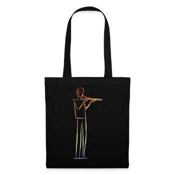 Flute Player Drawing Retro - Tote Bag - black - Front