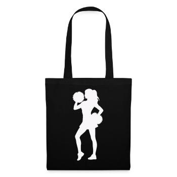 Silhouette de pom-pom girl avec pompons - Sac en tissu - noir - Devant