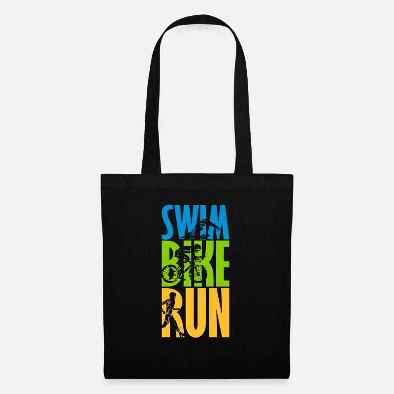 Swim Bike Run - Stoffbeutel - Schwarz