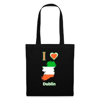 Irelandkarte Flagge mit der Stadt Dublin - Stoffbeutel - Schwarz - Vorne