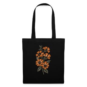 Retro Surf Sixties Orange Flowers - Tote Bag - black - Front